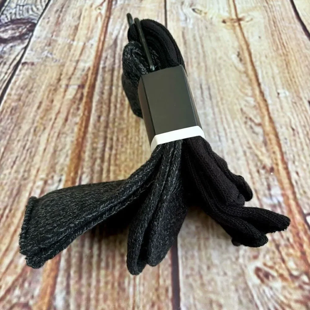 Frye Wool Blend Boot Socks Marled Solid Black Gray 2 Pack Two Pairs NWT